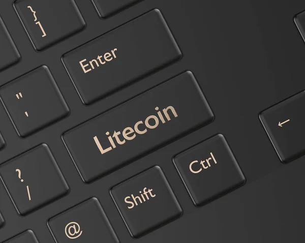 Render Van Computertoetsenbord Met Litecoin Knop Cryptocurrencies Concept — Stockfoto
