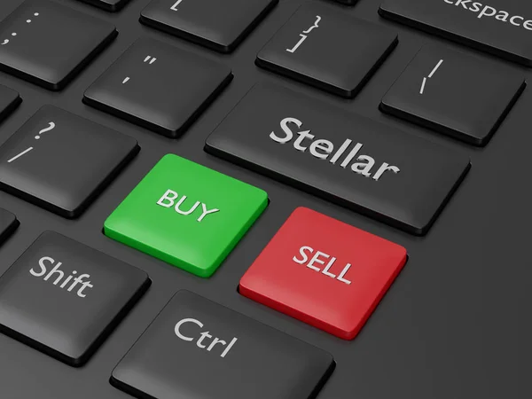 Render Computer Keyboard Stellar Button Cryptocurrencies Concept — Stock Photo, Image