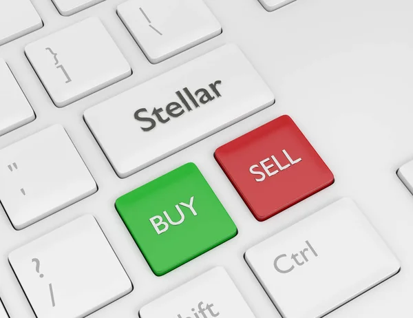 Render Computer Keyboard Stellar Button Cryptocurrencies Concept — Stock Photo, Image
