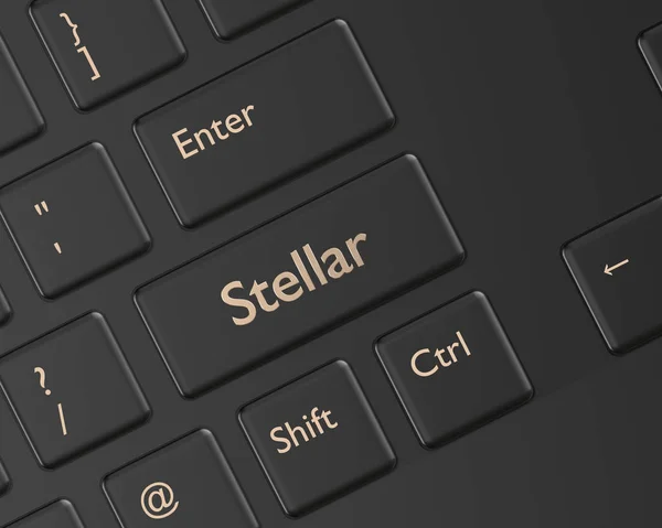 Rendu Clavier Ordinateur Avec Bouton Stellar Concept Cryptomonnaies — Photo