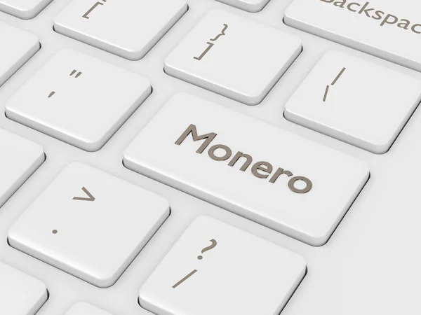 Monero ボタンでコンピューターのキーボードの のレンダリング Cryptocurrencies コンセプト — ストック写真