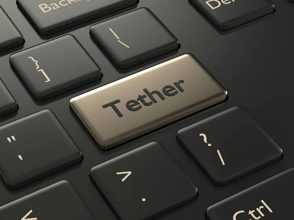 Render Computer Keyboard Tether Button Cryptocurrencies Concept — Stock Photo, Image