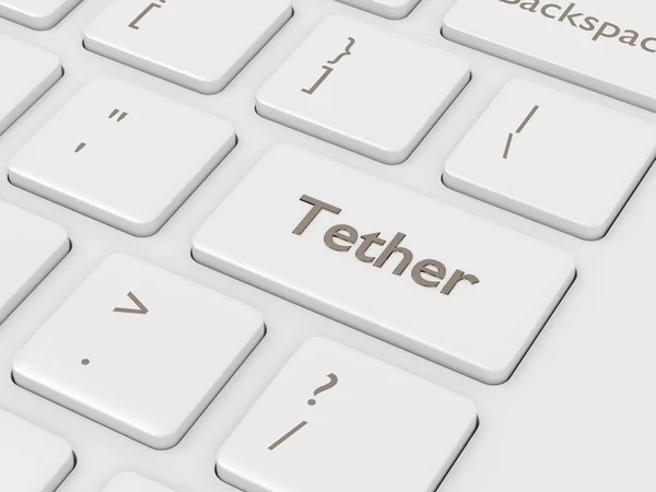 Renderizado Del Teclado Del Ordenador Con Botón Tether Concepto Criptomonedas —  Fotos de Stock