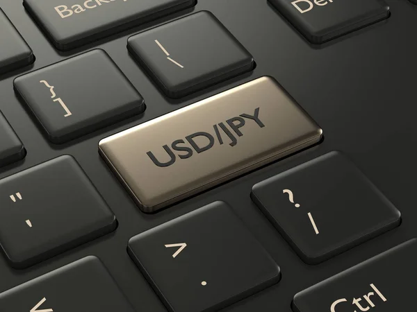 Render Computer Keyboard Yen Dollar Button Forex Currency Pairs Concept — Stock Photo, Image