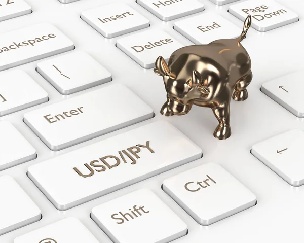 Render Computer Keyboard Yen Dollar Button Forex Currency Pairs Concept — Stock Photo, Image