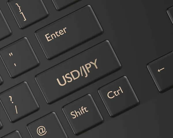 Render Van Computertoetsenbord Met Knop Van Yen Dollar Forex Valuta — Stockfoto