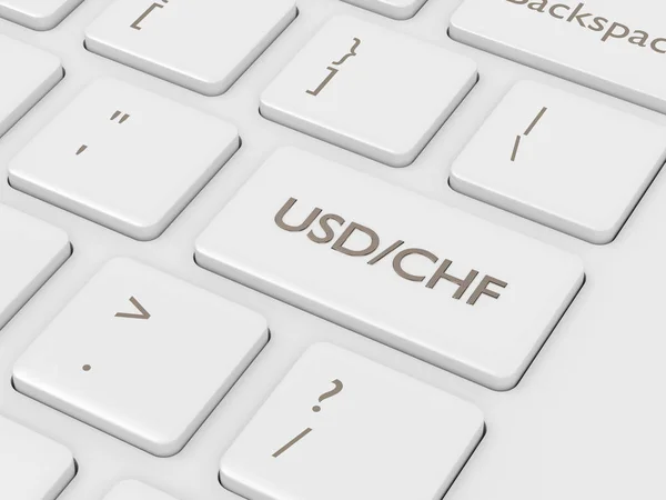 Render Computer Keyboard Swiss Franc Amierican Dollar Button Forex Currency — Stock Photo, Image