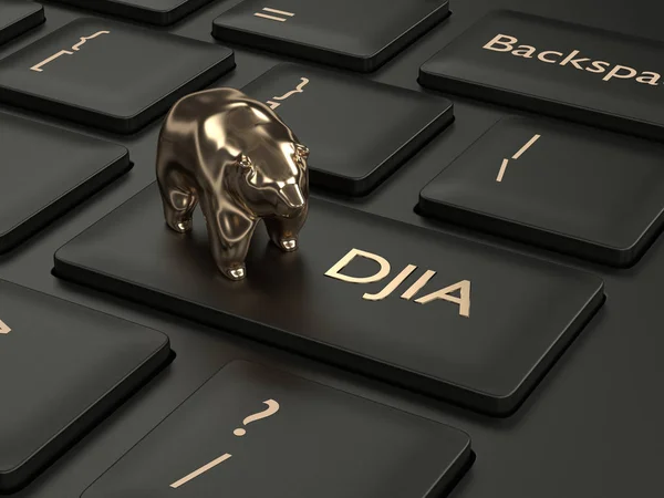 Render Närbild Datorns Tangentbord Med Djia Index Knappen Och Bära — Stockfoto