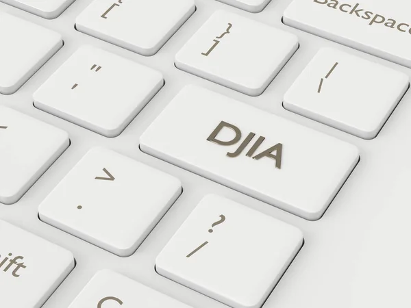 Render Closeup Computer Keyboard Djia Index Button Stock Market Indexes — Stock Photo, Image