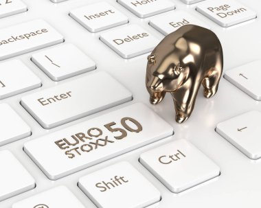 bilgisayar klavye Euro Stoxx 50 dizin düğme ile 3D render closeup. Borsa dizinler kavramı.