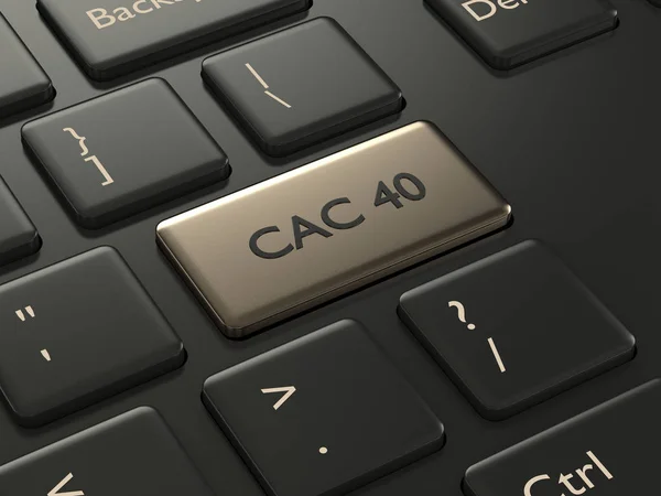 Render Närbild Datorns Tangentbord Med Cac Index Knappen Aktiemarknaden Index — Stockfoto