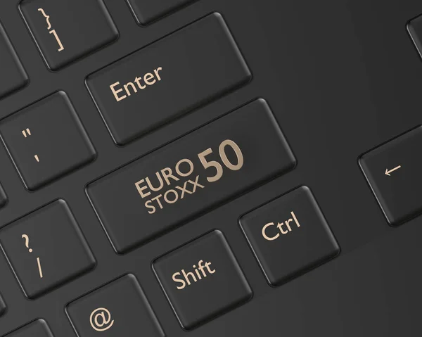 Render Close Van Het Toetsenbord Van Computer Met Euro Stoxx — Stockfoto