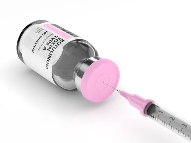 3d render with botulinum toxin type A vial and syringe. Aesthetic medicine concept clipart