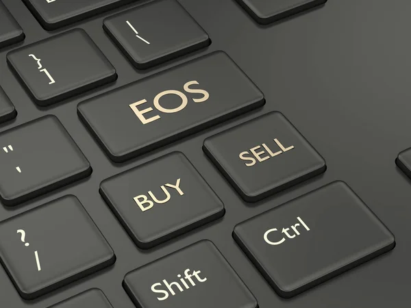 Render Computer Keyboard Eos Button Cryptocurrencies Concept — Stock Photo, Image