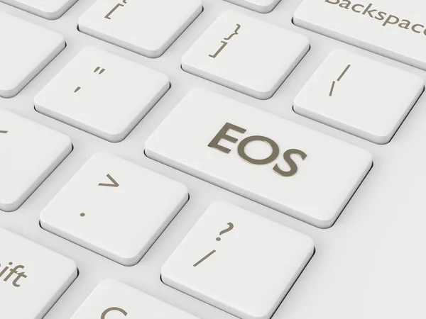 Bilgisayar Klavye Ile Eos Düğme Render Cryptocurrencies Kavramı — Stok fotoğraf
