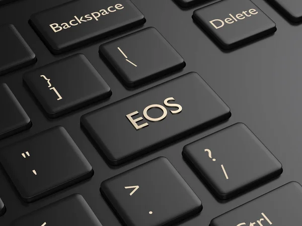 Render Van Computertoetsenbord Met Eos Knop Cryptocurrencies Concept — Stockfoto
