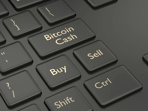 Renderização Teclado Computador Com Botão Bitcoin Cash Conceito Criptomoedas — Fotografia de Stock