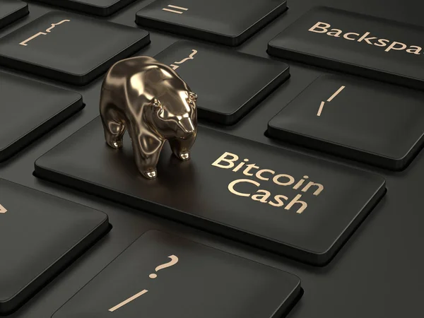 Rendering Della Tastiera Del Computer Con Pulsante Bitcoin Cash Orso — Foto Stock