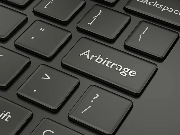 Рендеринг Компьютерной Клавиатуры Кнопкой Arbitrage Концепция Выпуска Акций — стоковое фото