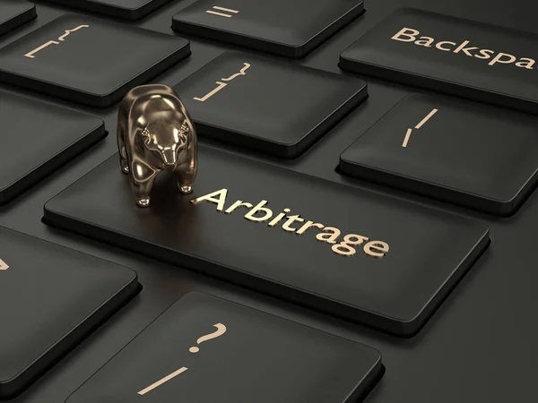 Rendering Der Computertastatur Mit Arbitrage Taste Emissionskonzept Börse — Stockfoto