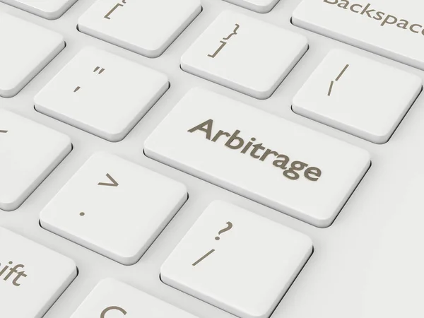 Render Datorns Tangentbord Med Arbitrage Knappen Aktiemarknaden Frågan Koncept — Stockfoto