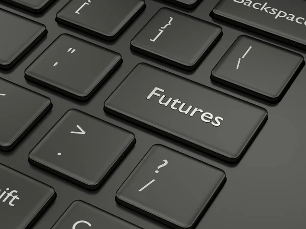 Рендеринг Компьютерной Клавиатуры Кнопкой Futures Концепция Выпуска Акций — стоковое фото