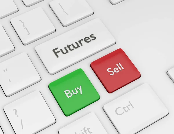 Render Van Computertoetsenbord Met Futures Knop Stock Market Kwestie Concept — Stockfoto