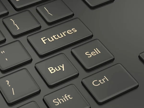 Render Van Computertoetsenbord Met Futures Knop Stock Market Kwestie Concept — Stockfoto