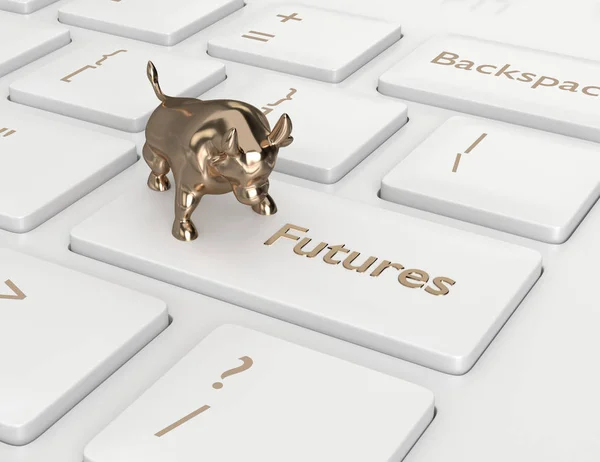 Візуалізація Комп Ютерної Клавіатури Кнопкою Futures Концепція Фондового Ринку — стокове фото