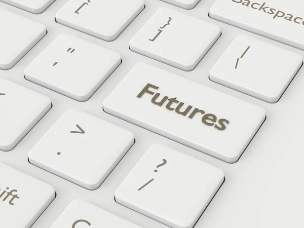 Render Van Computertoetsenbord Met Futures Knop Stock Market Kwestie Concept — Stockfoto