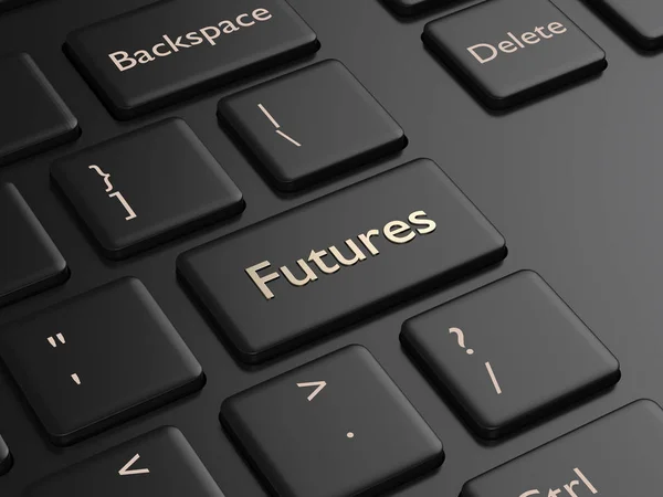 Render Van Computertoetsenbord Met Futures Knop Stock Market Kwestie Concept — Stockfoto