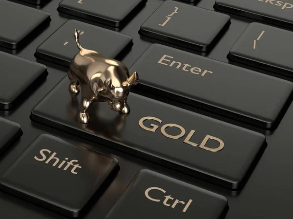 Odwzorowania Klawiatury Komputera Klawiszem Złota Problemy Rynku Akcji — Zdjęcie stockowe
