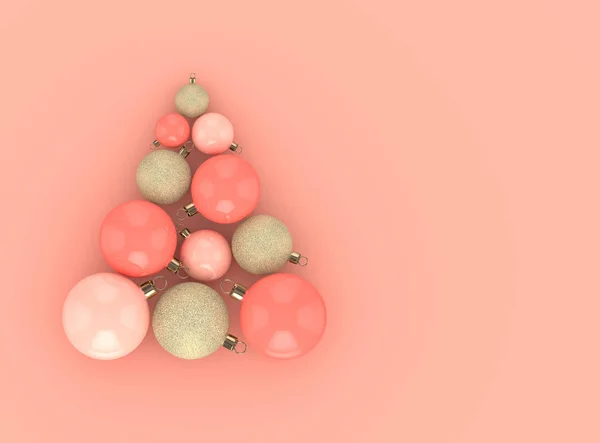 3D-rendering van koraal kerstballen — Stockfoto