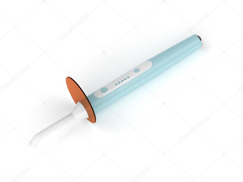 3d render of dental polymerization lamp over white background