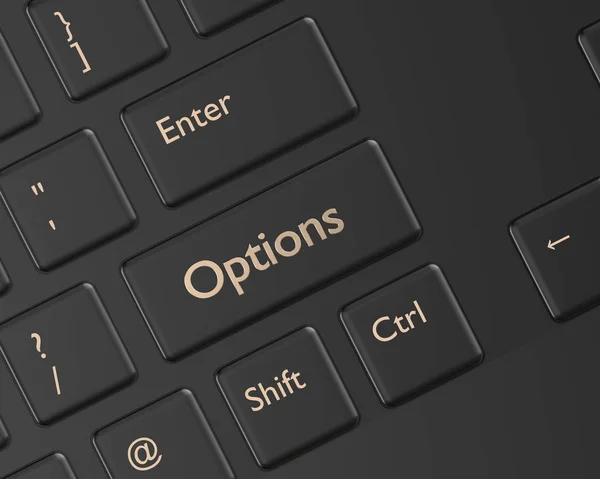 オプション ボタンとキーボードの のレンダリング 株式市場への投資の概念 — ストック写真