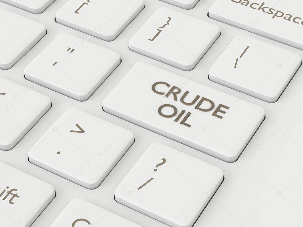 3d render of keyboard with crude oil button. The concept of investing in the stock market