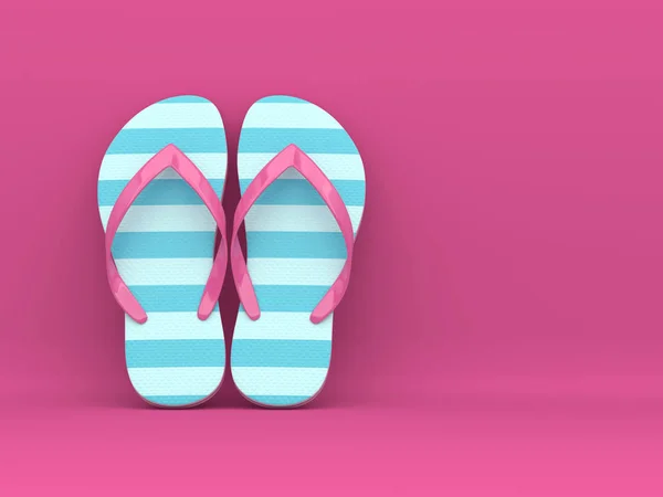 Rendering Von Flip Flops Über Rosa Hintergrund Mit Platz Für — Stockfoto