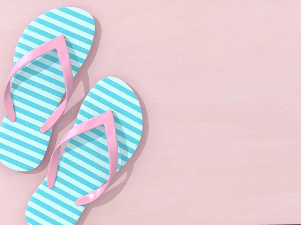 Rendering Von Flip Flops Über Rosa Hintergrund Mit Platz Für — Stockfoto