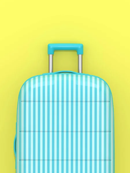 Render Van Blauwe Koffer Gele Achtergrond Met Plaats Voor Tekst — Stockfoto