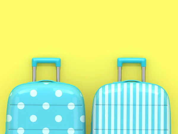 Render Two Suitcases Yellow Background Place Text — Stock Photo, Image