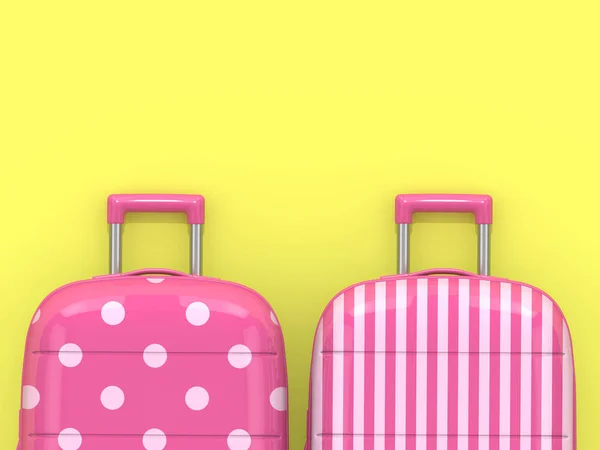 渲染两个行李箱在黄色背景与文本的地方 — 图库照片