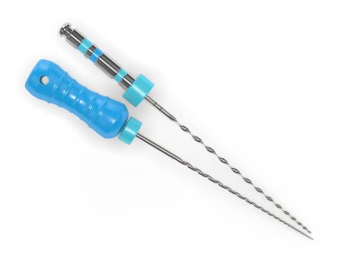 endodontik dosyaların üzerine beyaz 3D render 