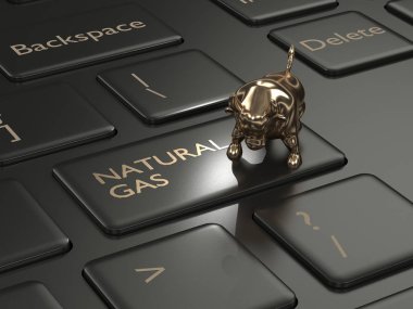 klavye doğal gaz düğmesi ve boğa ile 3D render