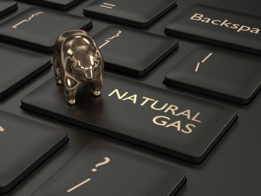 klavye doğal gaz düğmesi ve ayı ile 3D render