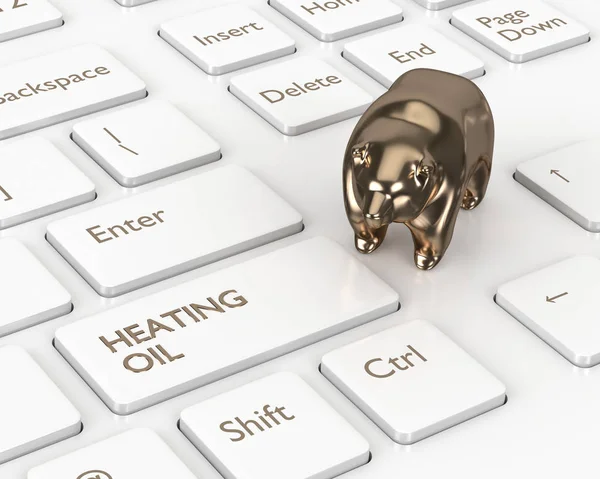 3d render of keyboard with heating oil button and bearl — Stock Photo, Image