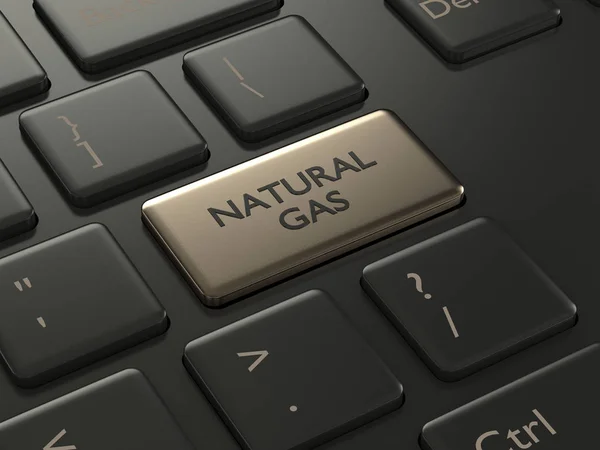 3D візуалізація клавіатури з кнопкою природного газу — стокове фото
