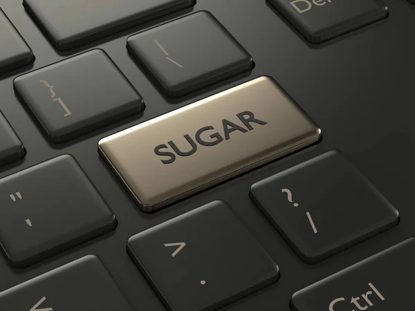 砂糖ボタンとキーボードの 3 d レンダリング — ストック写真