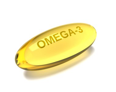  Beyaz üzerinde omega 3 kapsül 3d render