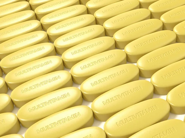 3D візуалізація мультивітамінних таблеток — стокове фото