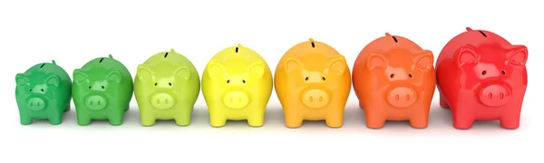 3d renderização de piggy banks coloridos — Fotografia de Stock